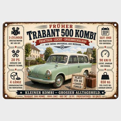 Blechschild trabant 500 kombi - trabant,