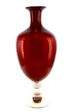 Venini Murano Veronese Vase rot, Luftblasen, 4 line acid stamp XXL 55 cm -15079-