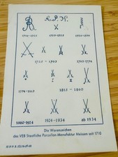 Postkarte, Warenzeichen der VEB Meissner Porzellan Manufaktur seit 1710 (DDR)