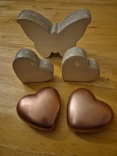 keramik herzen deko Schmetterling  Frühling Sommer Weiss Grau Rosa 