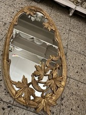 Spiegel Natur Wandspiegel Holzspiegel Massivholz Antik Oval  Geschnitzt  114x51