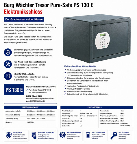Burg wächter tresor pure safe - tresor, pure-safe