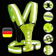 LED Warnweste Fahrrad Laufweste reflektierend sicher leuchtend USB aufladbar ...