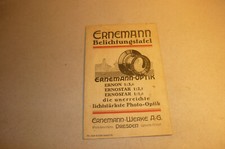 Originale alte Belichtungs - Tabelle ,, Ernemann " ! - Sammlerstück !