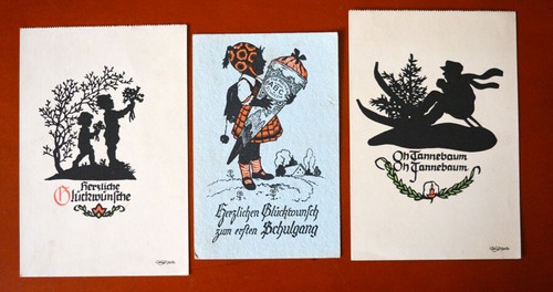 Scherenschnitt herzlichen - ak, -scherenschnitt