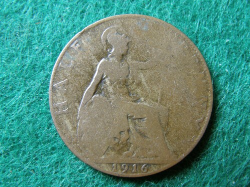 Half penny 1916 george - penny, great