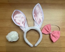 Karneval Bunny-Set, 3-teiliges Hasenset in weiß/rosa für kleine und große Hasen