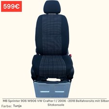 Sprinter 906 W906 VW Crafter 1 Beifahrersitz Sitz Sitzkonsole Silber 744 Tunja