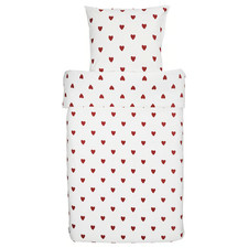 IKEA BARNDRÖM Bettwäsche-Set,4-teilig, Herzmuster weiß/rot,2x140x200/2x80x80cm