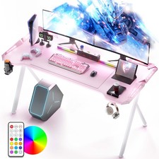 Gaming Schreibtisch Gaming Tisch 120x60cm Gamer Computertisch Ergonomischer Rosa