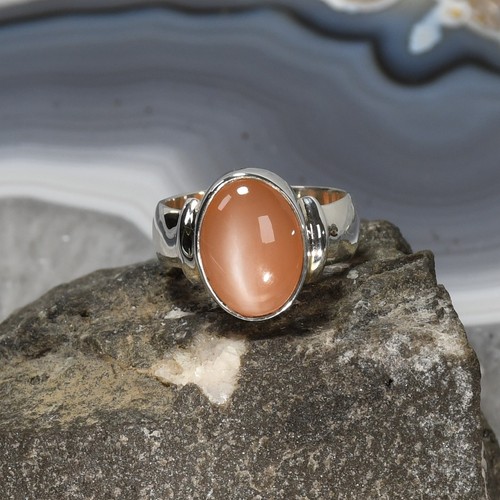Aprikosen mondstein ring - mondstein,