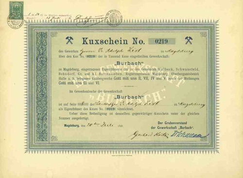 Gewerkschaft burbach 1896 - burbach,