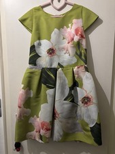 Ted Baker Kleid Kiwi mit Blumen Gr. 4 Neu!!!