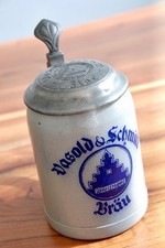Bierkrug Brauereikrug Vasold & und Schmitt Bräu Neunkirchen am Brand Zinndeckel