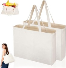 Jutebeutel zum Bemalen, 2 Stück Großen Baumwolltaschen, Unbedruckt Stoffbeutel