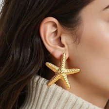 Luxuriös Ohrstecker-Seestern Ohrringe aus Goldenem Edelstahl -Ohrringe für Damen