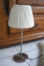 Ikea Tischlampe Lampe Metall Lampenschirm Stoff creme weiß 48 cm TOP