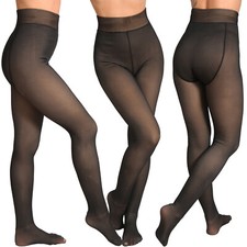 Leggings Hose Thermo durchsichtig dicke Fleece gefüttert transparent 34 36 38 40