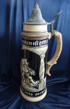 Steingut Bierkrug Bierhumpen Bier Sammelkrug 2 Liter Werner Corzelius Zinndeckel