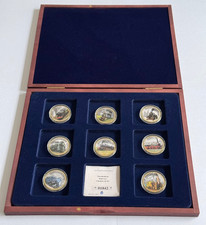 8x EISENBAHN MEDAILLEN SET 24K