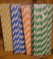 Papierstrohhalme gestreift, verschiedene farben, 20/0,6cm, a 25stück