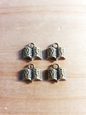 4 x Schmuckanhänger Offenes Buch ♥ Lesen ♥ Basteln Deko Charms Vintage Bronze