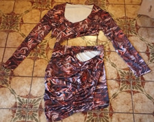 Langarm Minikleid, Cut Outs,  bauchfrei, rückenfrei - Größe L - Länge 84 cm