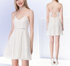 Süß Spitzenkleid Sommer Kleid weiß Spitze kurz Partykleid Hochzeit Brautjungfer 