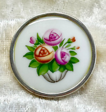 Augarten Wien "Wiener Rose" Brosche in Porzellan & Sterlingsilber