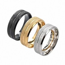 Edelstahl Ring Matt Diamantiert sandgestrahlt mit Nut Unisex Fingerring 8mm