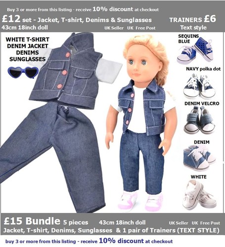 Puppenkleidung denim - *18",
