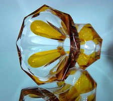 Carl Schappel Vase, Facetten, Bernstein-Klar, Cut Crystal, Haida, Böhmen um 1920