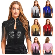 DE Damen Umhang Kurz Cape Schultertuch Rollkragen Bolero Hochzeit Abendkleid 