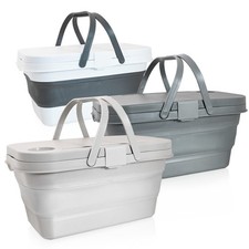 Bituxx Faltkorb Picknickkorb Tragekorb mit als Tisch verwendbarer Deckel