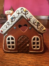 Windlicht Haus Steinzeug braun