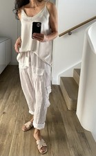 Leinen Hose Baggy Weiß 36 38