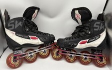 Reebok 5k Rollhockey Schlittschuhe UK Größe 6,5 Weite "D" Rink Rat Hot Shots 76 mm