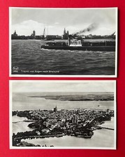 2 x Foto AK STRALSUND um 1930 Trajekt nach Rügen und Luftbild Altstadt  ( 141526