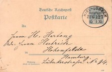 746450) DR Krone Adler Bahnpostkarte Kiel - Lübeck Zug 127 10.1.90