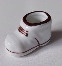 Miniatur Schuh Porzellan - Deko weiß braun