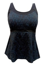 Neu Tankini Oberteil Gr. 44 Petrol Schwarz Damen Bademode Schwimm-Top