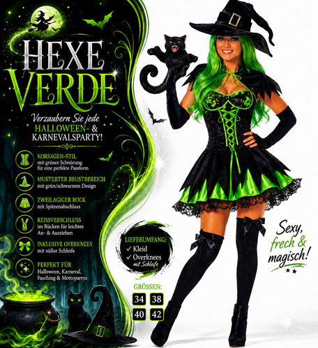 Hexenkostüm damen grün - hexenkostüm,