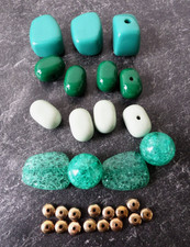 Konvolut 30 x Steine/Perlen zum Auffädeln Halskette; Basteln selber Machen