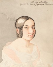 Porträt einer Frau im 19. Jahrhundert, um 1840, Aq. Unbekannt (19.Jhd)