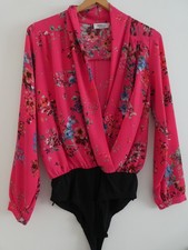 Mira & Co Damen Blusenbody Bluse Schalkragen Blüten Langarm Italienische Mode M