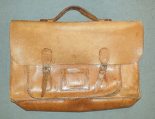 Vintage College Bag Leder Natur Aktentasche Lehrertasche hellbraun 70er Jahre