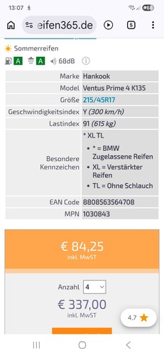 Neuwertige hankook reifen - hankook,