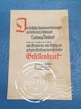 Gesellen Brief Schreiner 1938