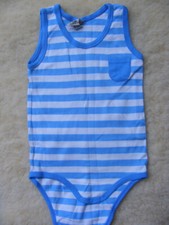 Body Baby 86 92 retro blau weiß gestreift ärmellos Bio Öko kba Alana Sommer