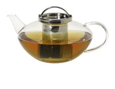 Teekanne aus Glas , Lotus mit Edelstahlsieb und Deckel, 1.2 L Volumen 